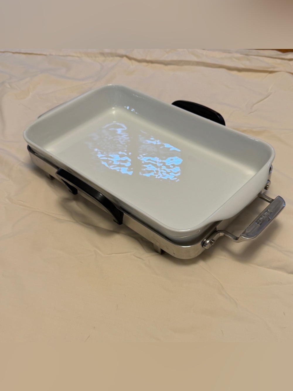 Ceramic-Coated Serving Pan with Stainless Carrier & Handles Trim Made in France
